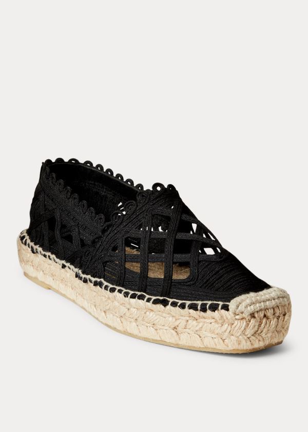 Alpargatas Polo Ralph Lauren Mujer Negros - Macramé - ZGOYE0197